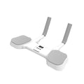 White flat support trainer with alloy aluminum tubing and ABS construction for home fitness exercises