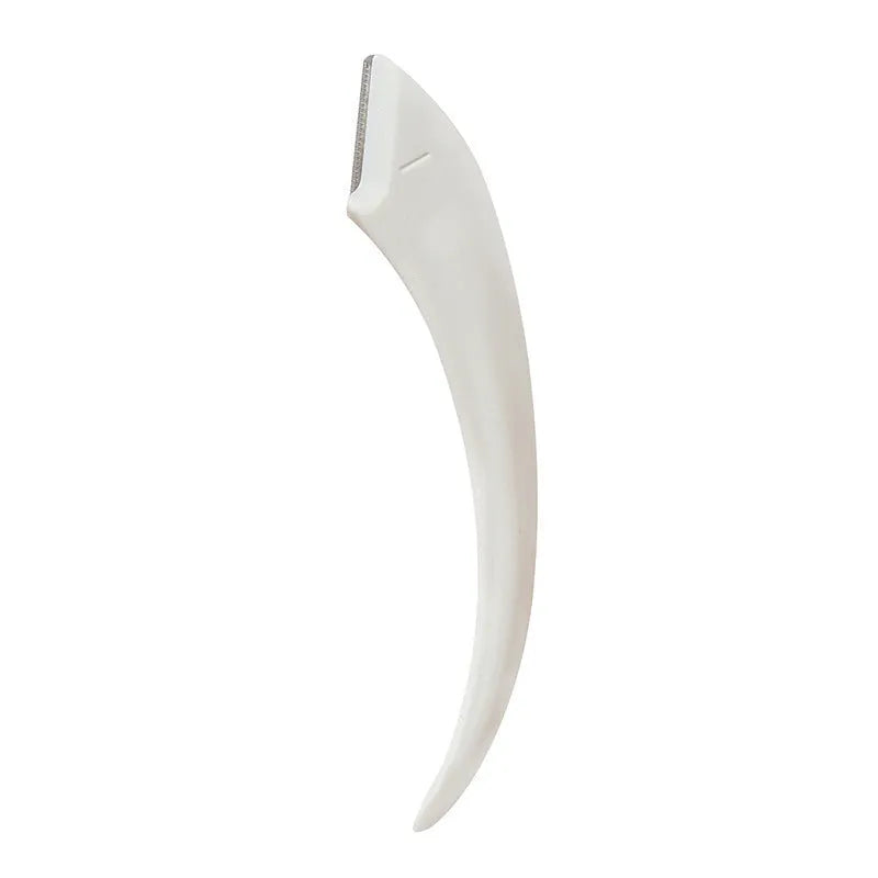 Curved moon eyebrow trimming knife with comb in white, pink, or green colours