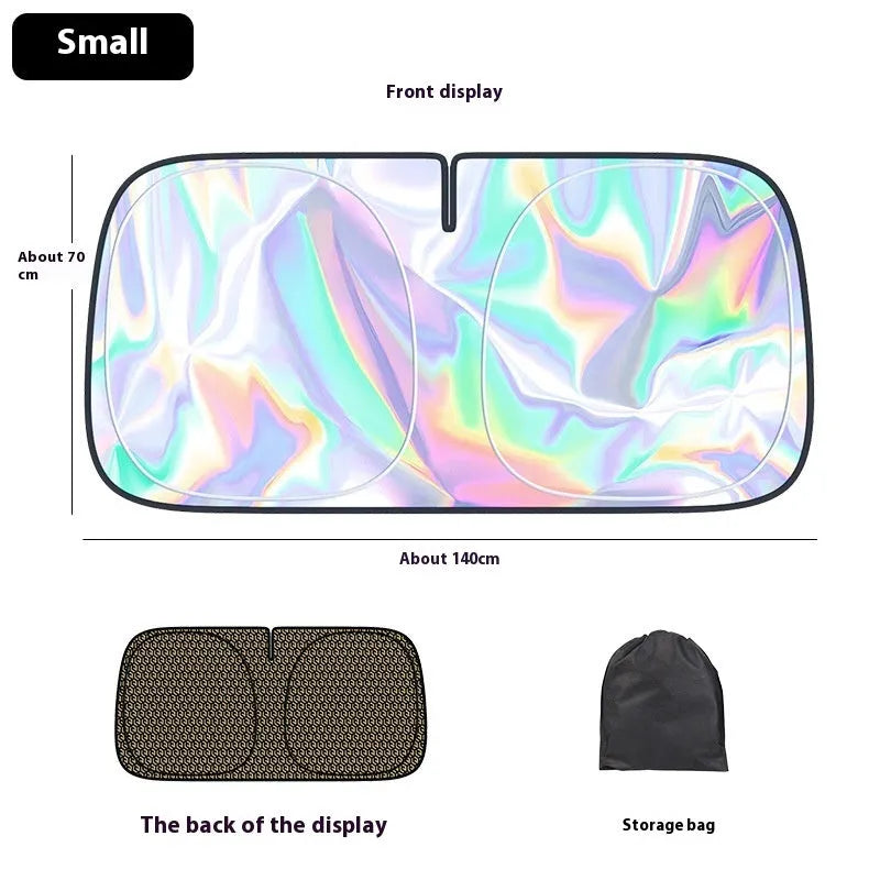 Laser car sunshade front windscreen visor aluminium foil titanium silver 145x80cm with storage bag