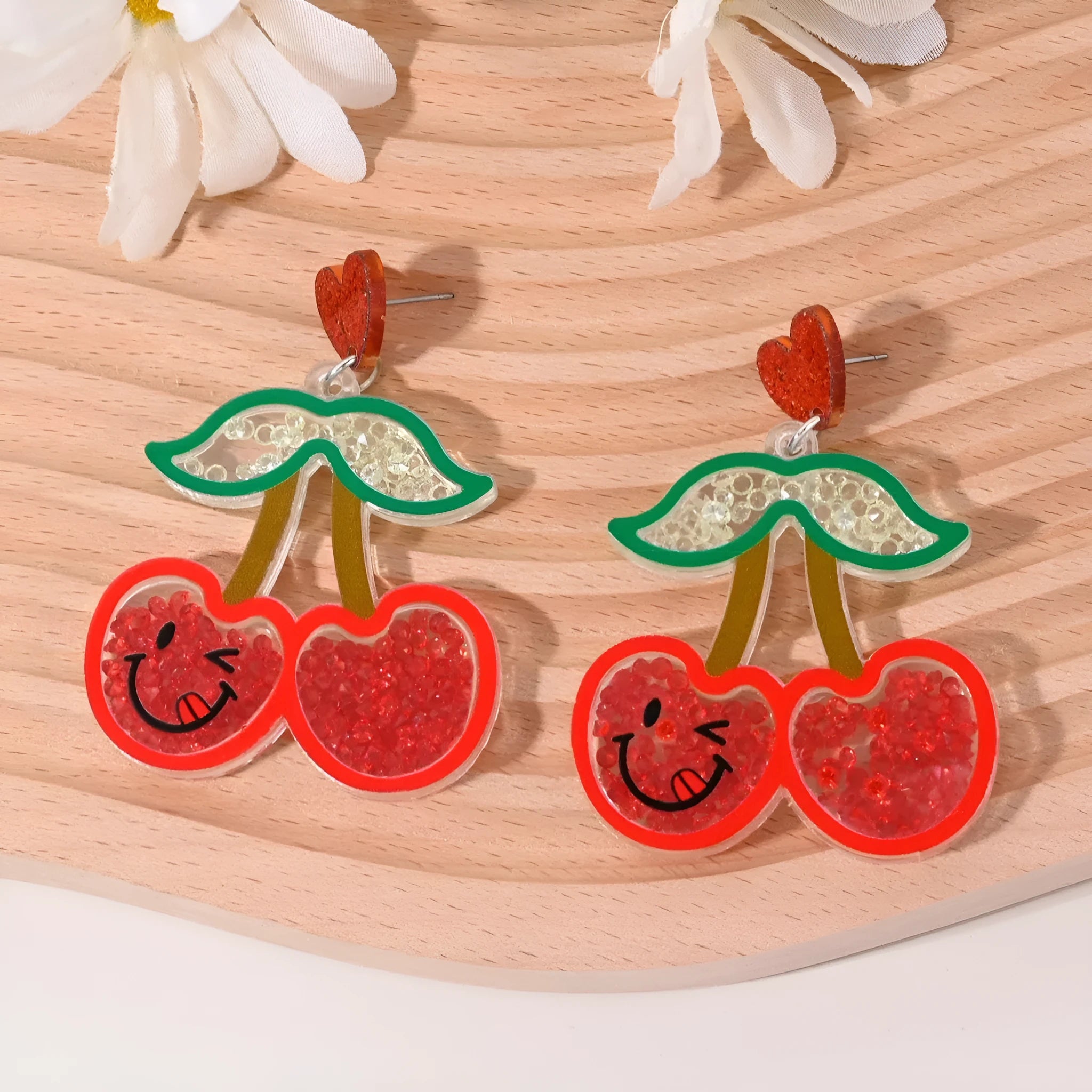 Acrylic fruit and dessert earrings for women with cherry strawberry watermelon pineapple designs