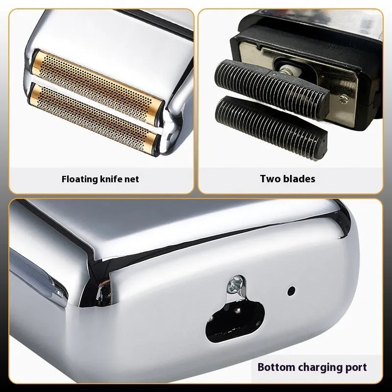 Electric shaver duplex blade net rechargeable floating cutter head 240-minute battery life low noise black B164