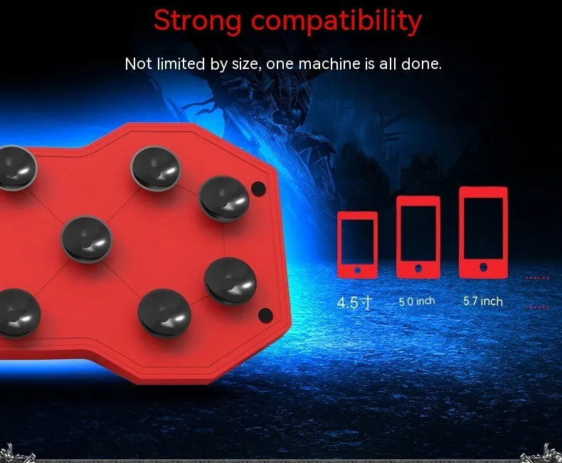 Red portable mobile phone cooling fan heat sink with USB cable on blue background