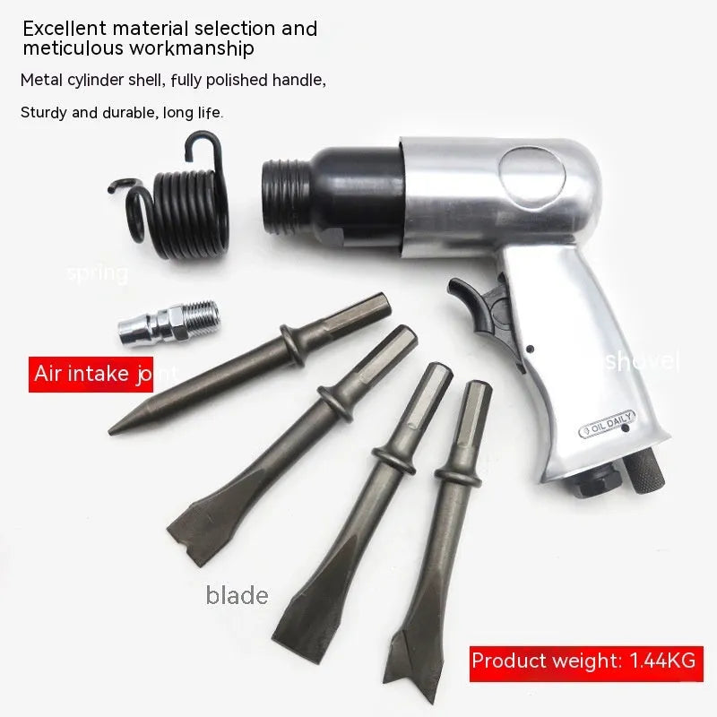 Industrial air hammer tool with brake pad removal air pick and hex handle configuration