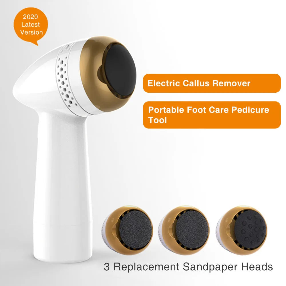 Electric vacuum foot grinder with quartz grinding head in gold, pink, or white colour options