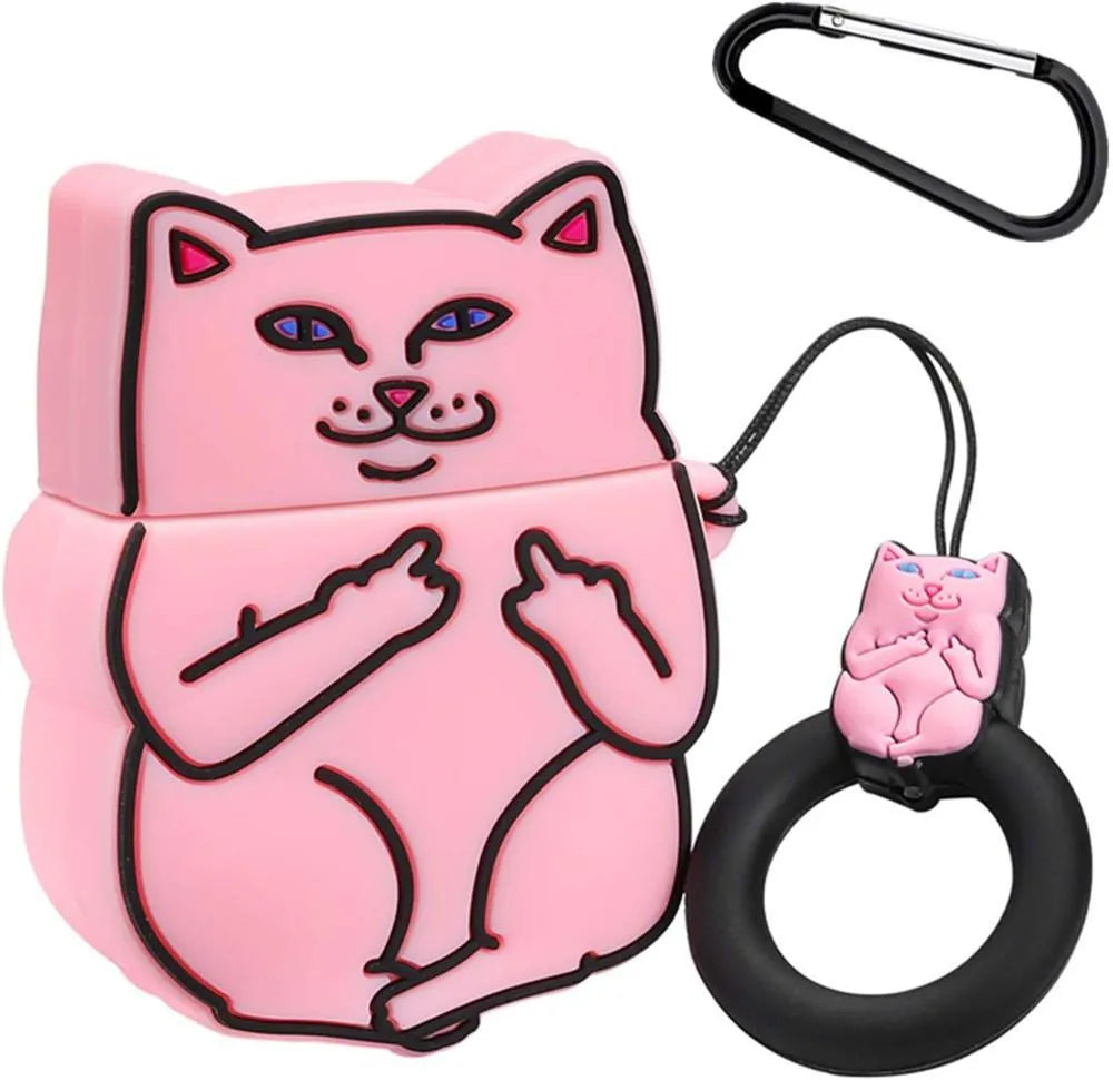 Silicone flip-cover protective case for Apple AirPods 1 and 2 in various cartoon animal designs.
