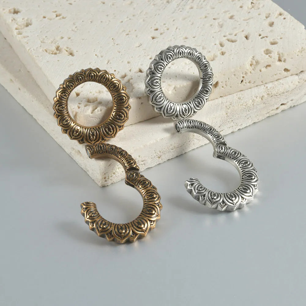 Retro magnetic earrings with heart or lotus design in antique silver or ancient gold finish