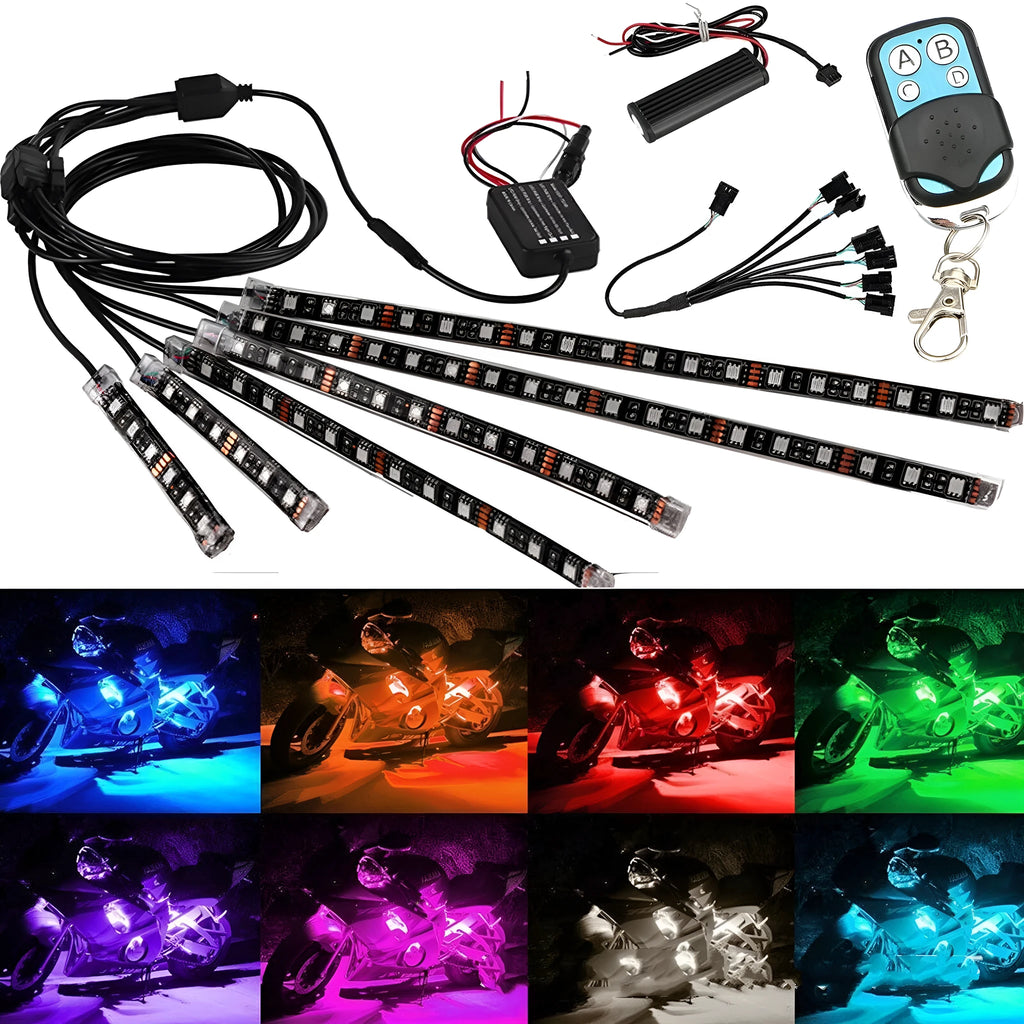 Black silicone RGB LED light strip with wireless remote control for vehicle atmosphere lighting