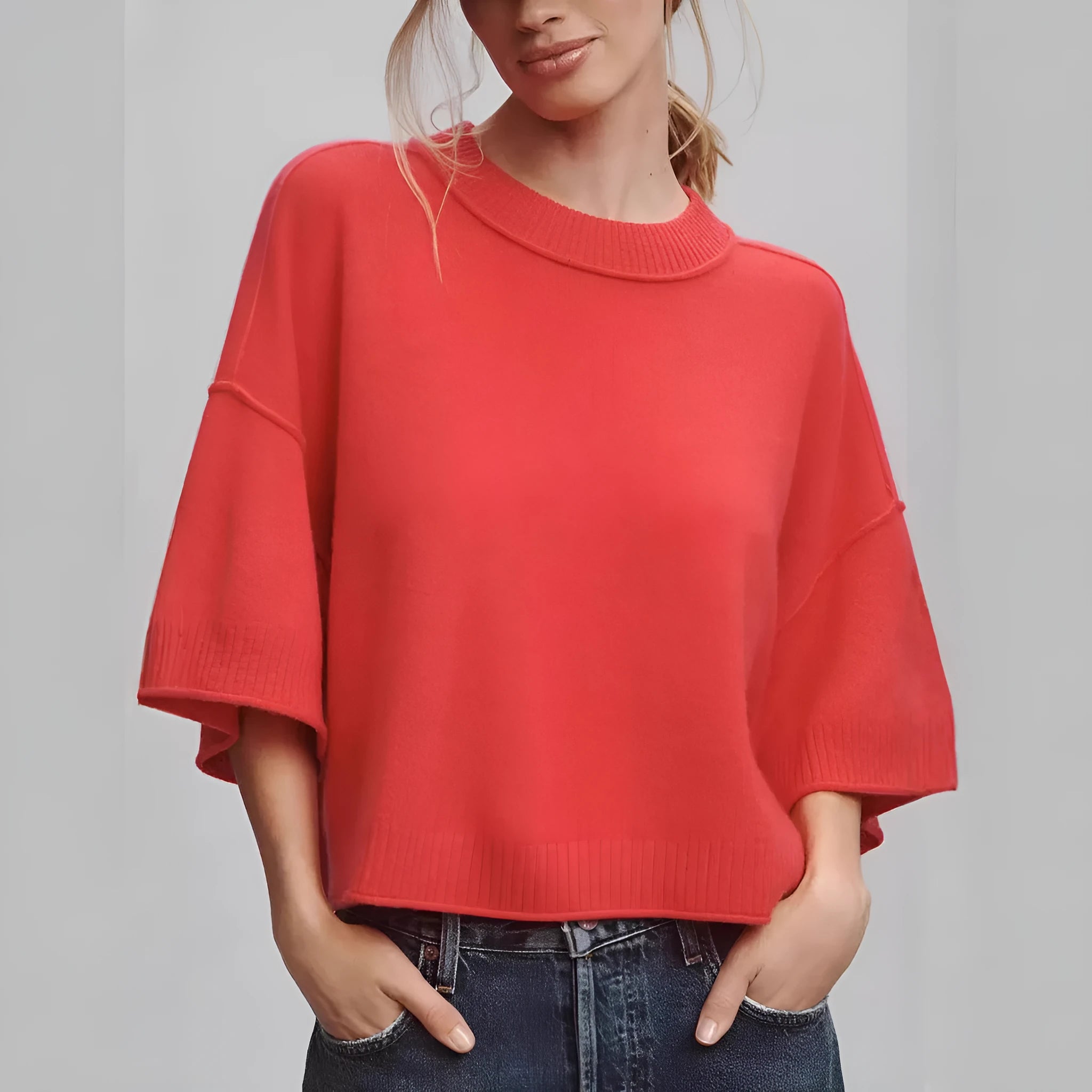 Red or white women's short sleeve crop top T-shirt made from viscose fibre.