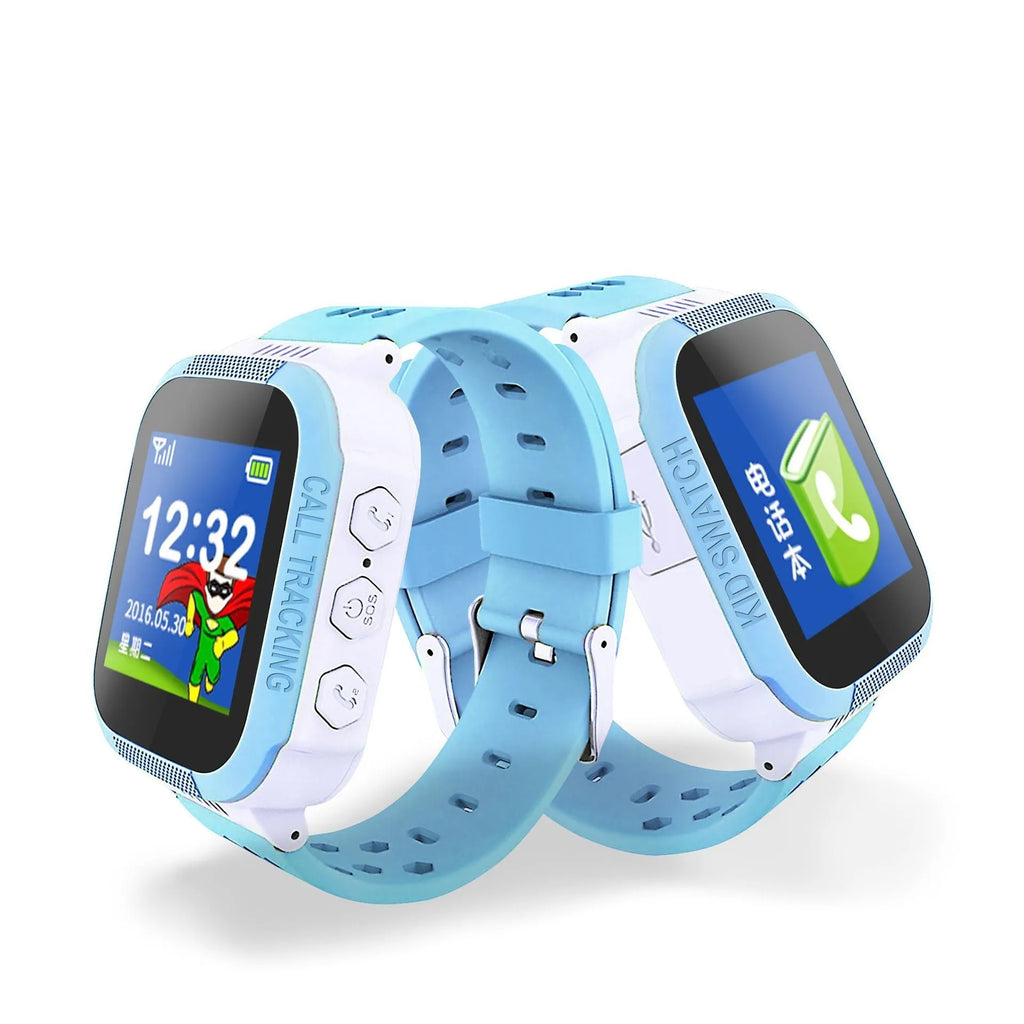 Blue children's phone watch with 1.44 inch IPS touchscreen display