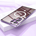All-inclusive protective PC metal magnetic charging flip phone case for Samsung S21 series in Black
