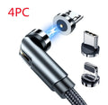 Essager Rotate Magnetic Cable 360° USB Type-C with blue LED, nylon braided, 1m/2m, black.