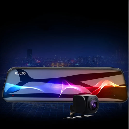 10-inch touch screen car dash camera with front and rear dual lenses for vehicle monitoring