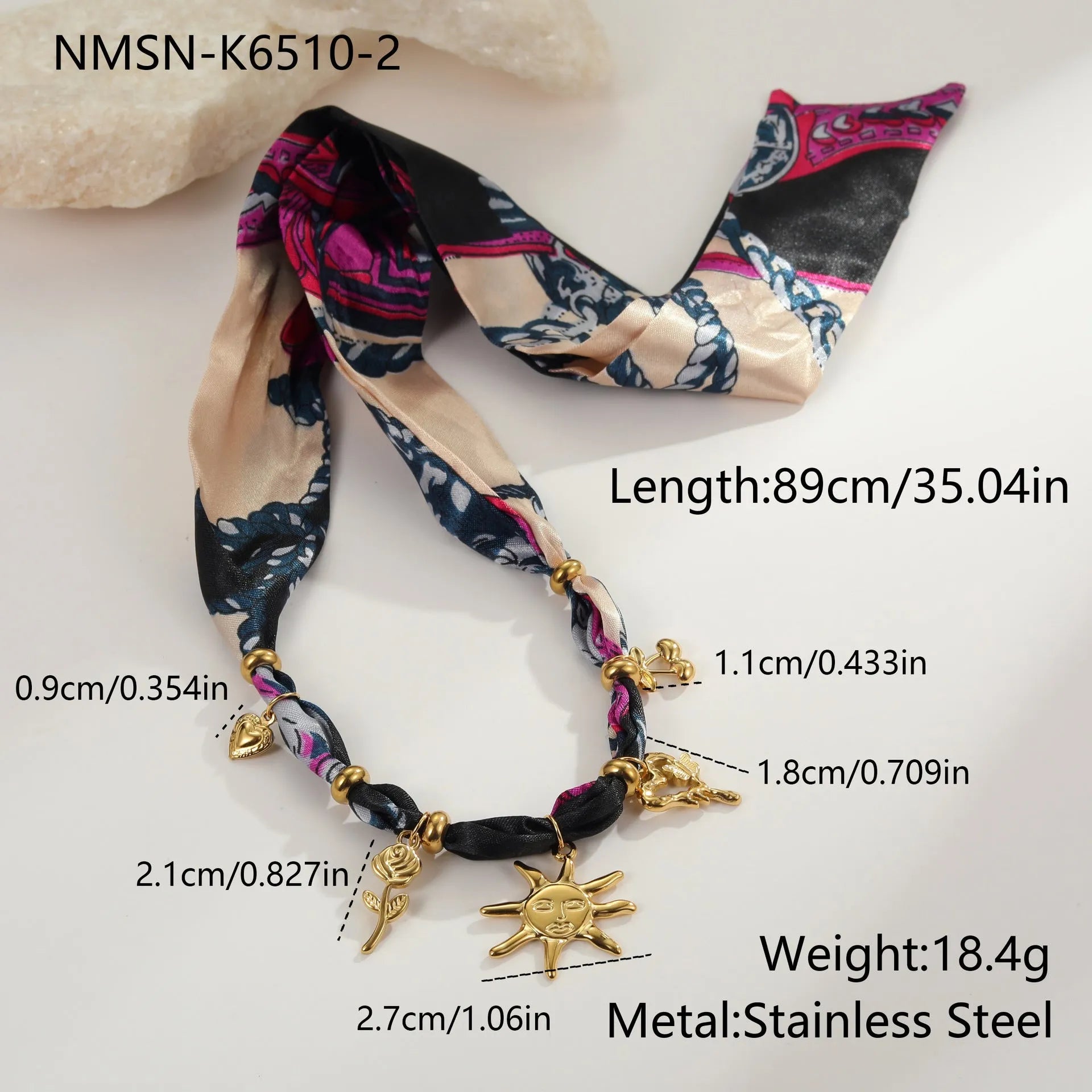 Geometric stainless steel necklace or bracelet with regular chain and 18K electroplated finish
