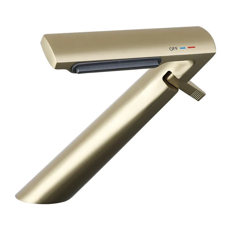 Copper hot and cold mixing faucet for bathroom washbasin in four finishes