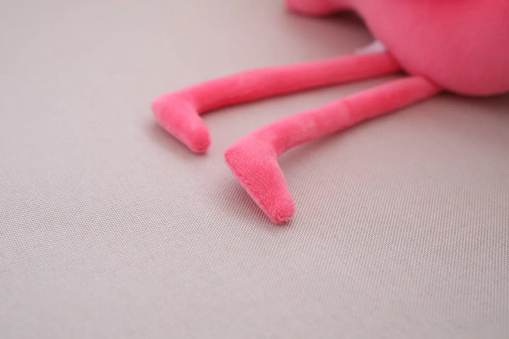 Pink flamingo plush toy with short plush fabric