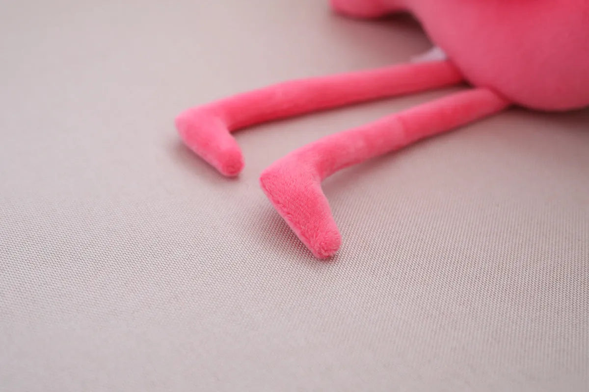 Pink flamingo plush toy with short plush fabric