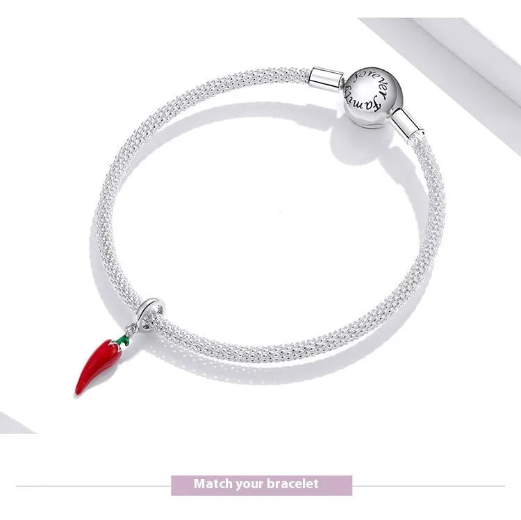 Korean style S925 sterling silver pendant with a leaf shape and electroplated BSC461 colour finish