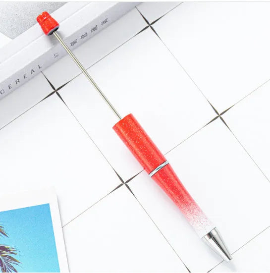 Creative plastic beaded ballpoint pen with spinning chain in multiple colour options