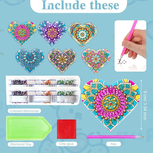 Six handmade PU leather bookmarks with crystal flower cornerite designs on a surface.