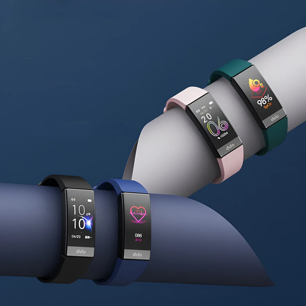 Y6 Black smart bracelet with 1.1-inch screen on wrist, showing health metrics display