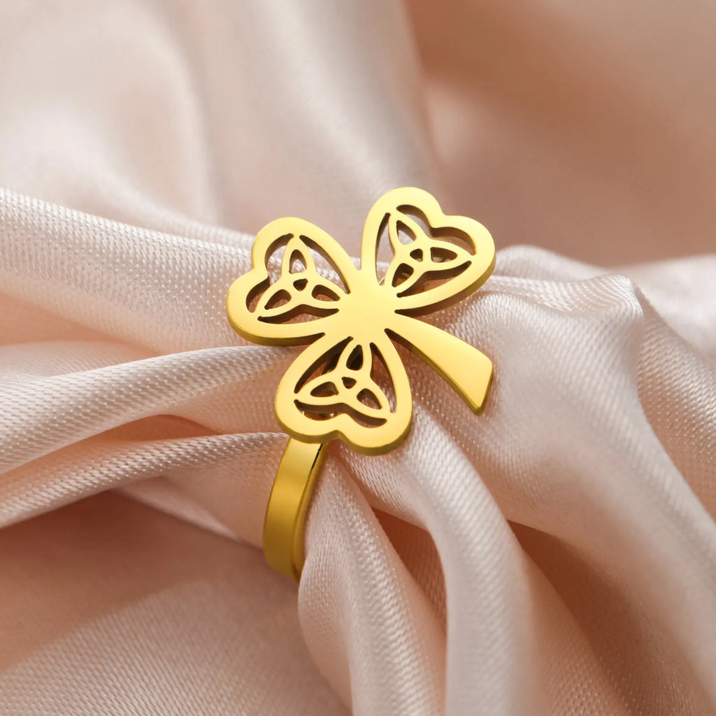 Stainless steel hollow ring in gold or steel colour with electroplated finish