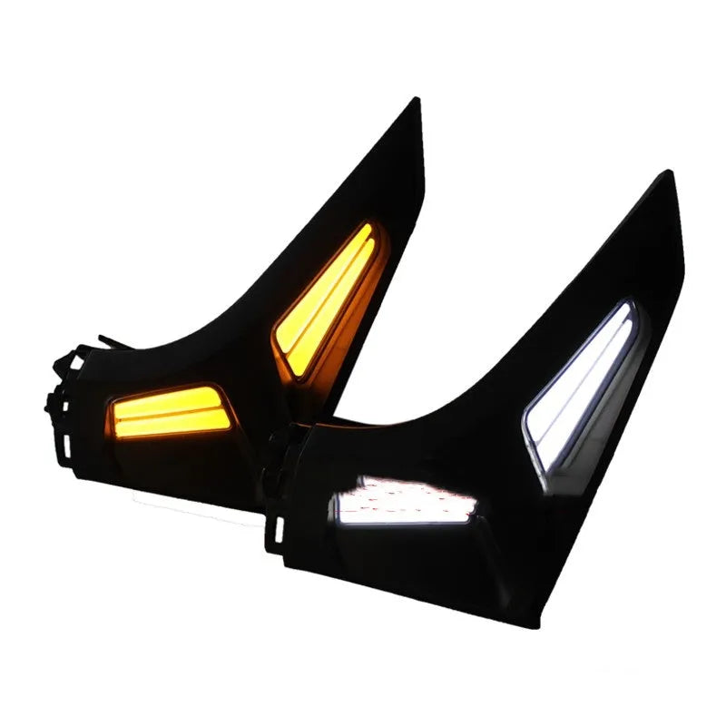 Blue and yellow LED turn signal light for Yamaha NMAX155 scooter.