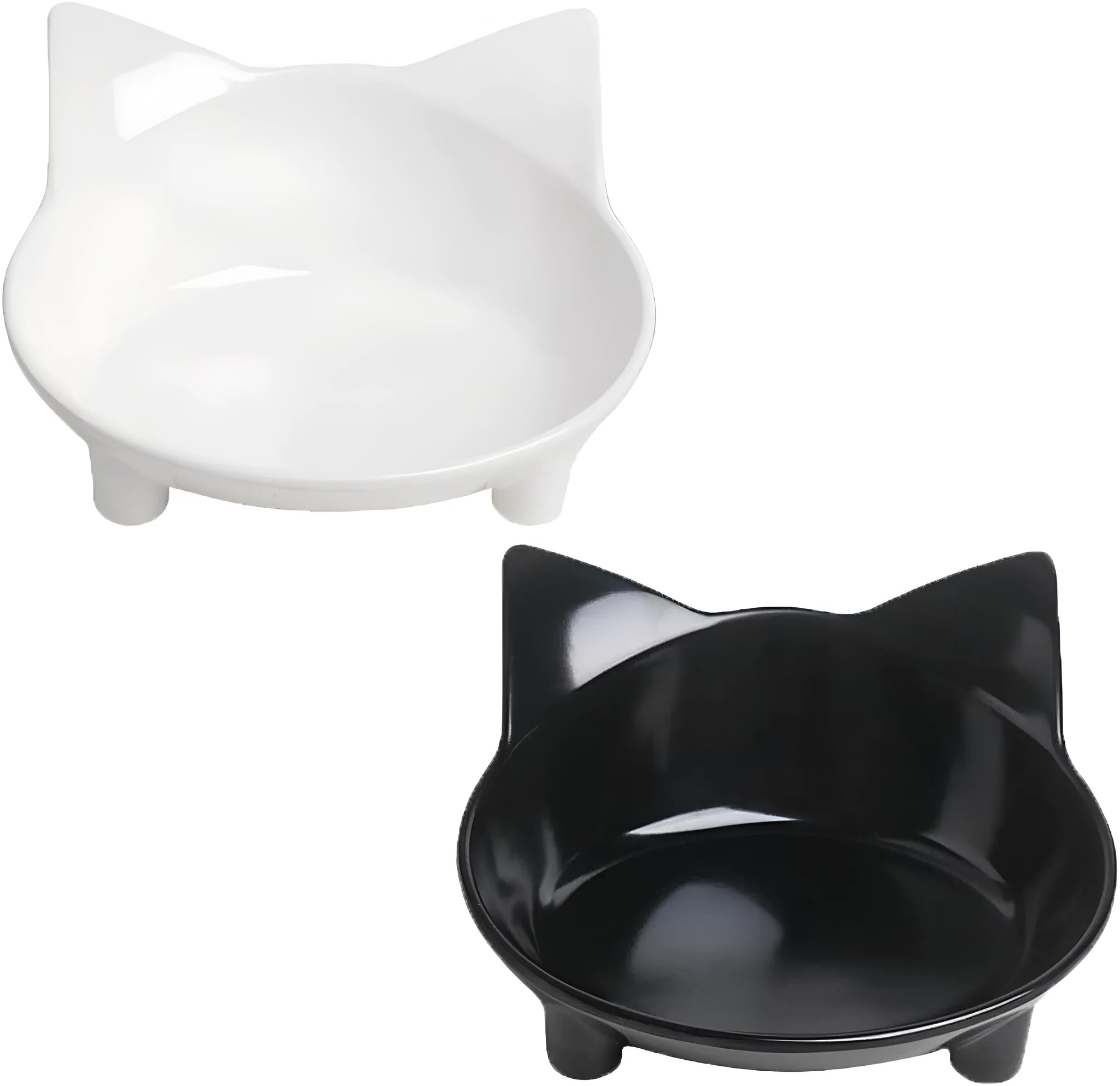 Shallow melamine cat bowl in white with a non-slip rubber base.