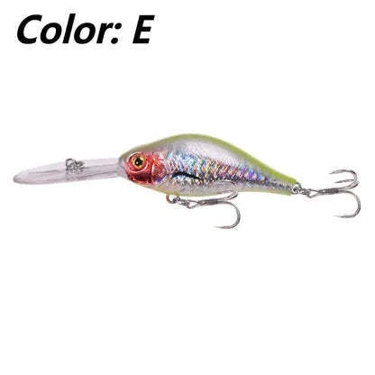 Little Fat Man deep diving minnow fishing lure with long lip, showing colour options.