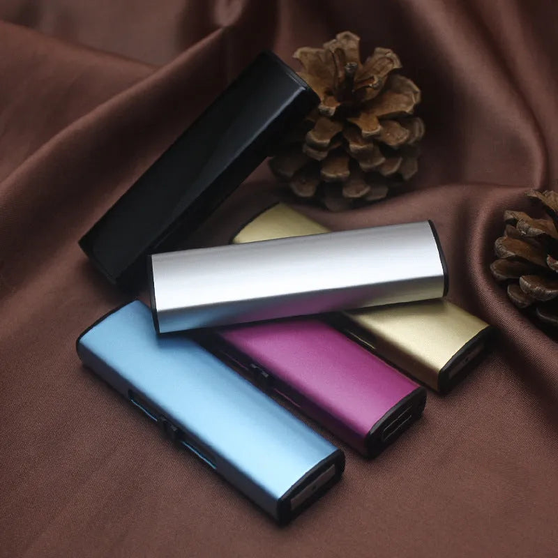 Rechargeable metal cigarette lighter with windproof function in random colours from 20-piece set