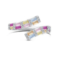 Women's S925 sterling silver adjustable open ring in platinum colour with geometric zirconium inlay