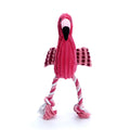 Pink corduroy animal-shaped plush dog toy with a squeaker inside on a neutral background.