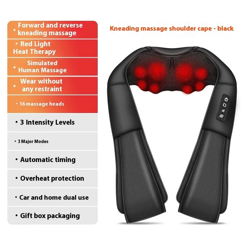 Black multifunctional household neck massager with handheld remote control