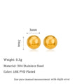 Simple gold-coloured stainless steel ball stud earrings in geometric design on a white background.
