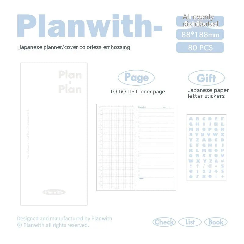 Embossed meter book with simple design showing 80 pages of 100g white cow paper