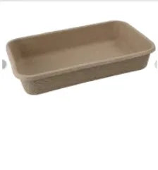 Brown disposable waterproof cat litter box showing three size options for biodegradable pet waste management