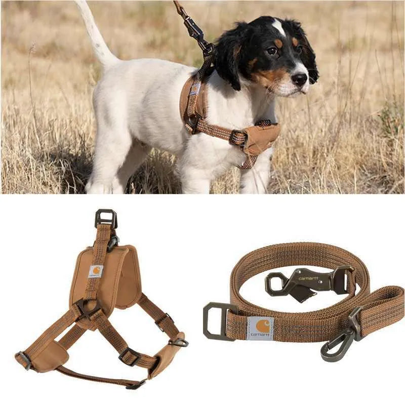 Dog training chest strap harness and reflective hand holding rope laid out, showing the 1.8 metre lead length.