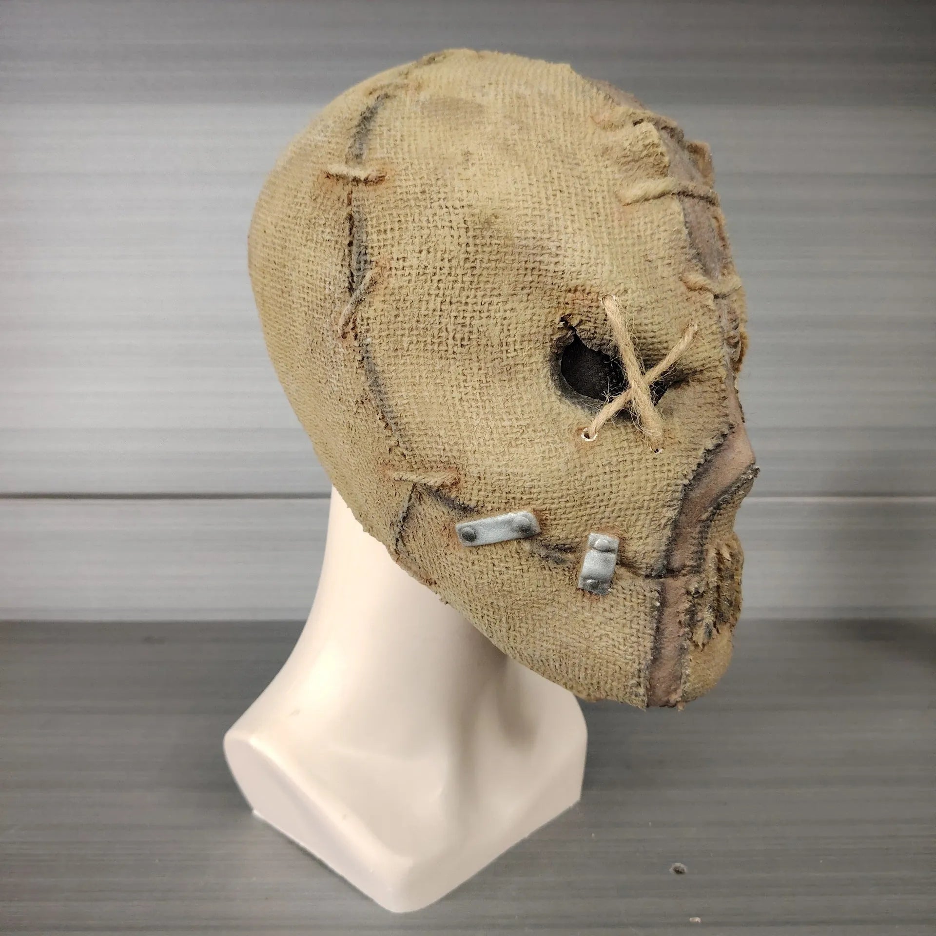 Latex scar skull horror mask head cover for Halloween costumes measuring 31cm tall