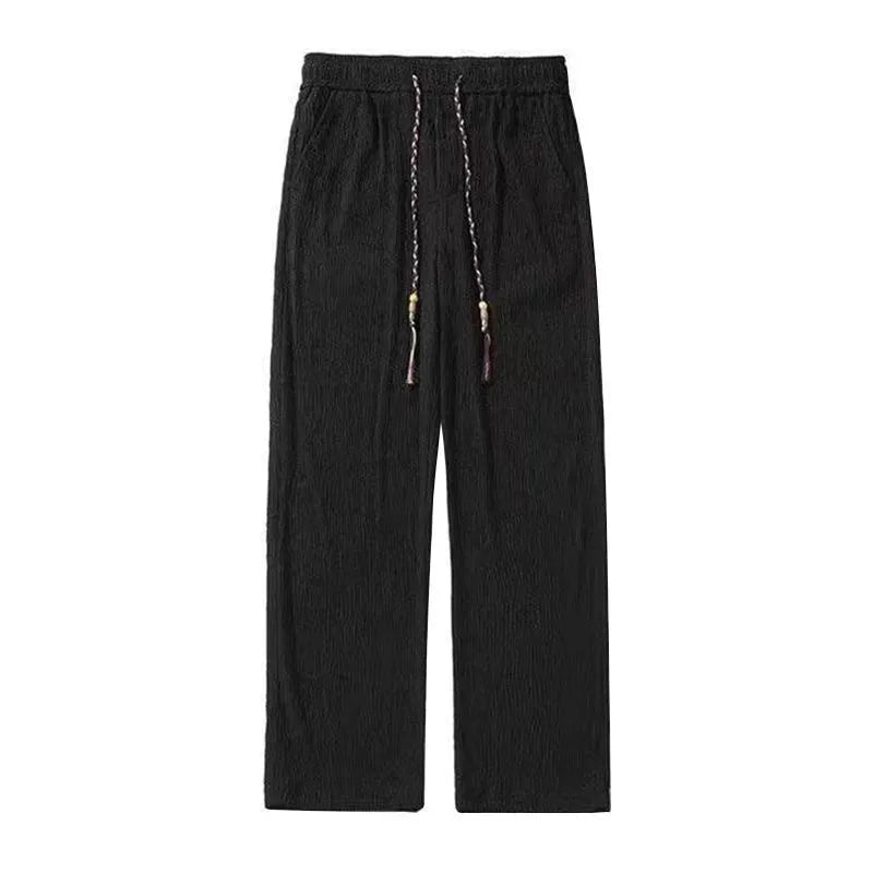 Men's Korean-style loose straight trousers in thin polyester fabric for summer wear