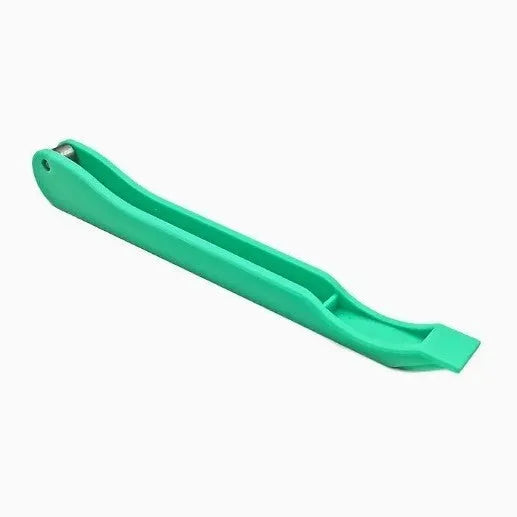 Plastic hand foil tool in green on white background, 14cm length for nail art