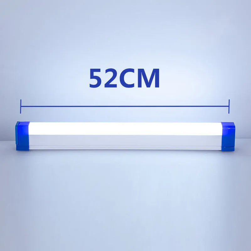 Blue and purple rechargeable LED tube stick light with dimmable settings.