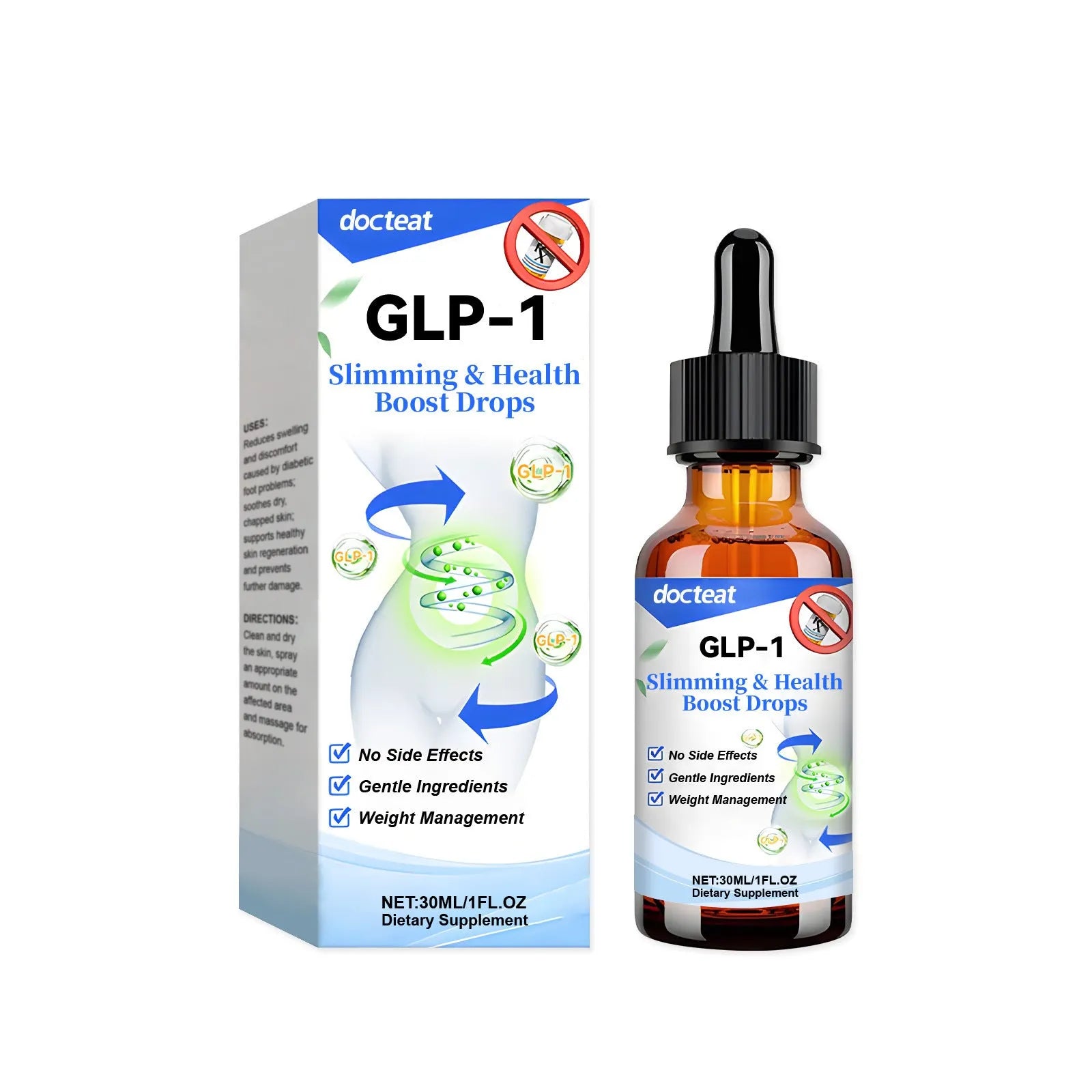 30ml glass dropper bottle of Traditional Chinese Medicine intestinal care liquid supplement.