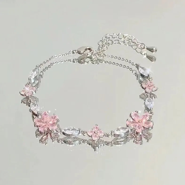 Fashion crystal zircon alloy bracelet for women in electroplated finish with blue wave design