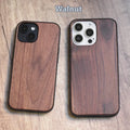 Solid wood shell phone case for iPhone 15 series with light wood finish and slim profile