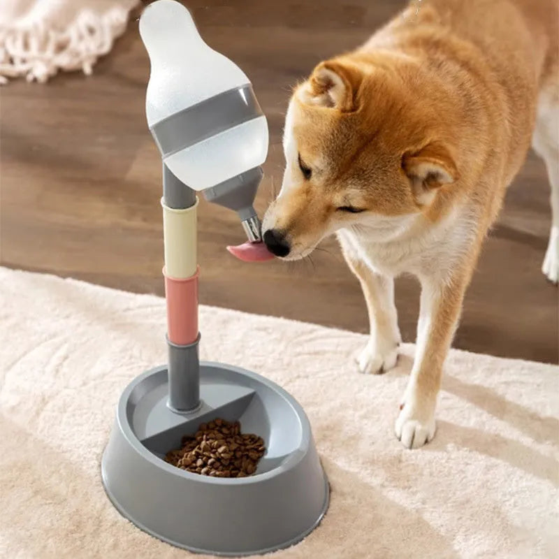Green pet standing water dispenser with detachable pole and bowl on a stable base.