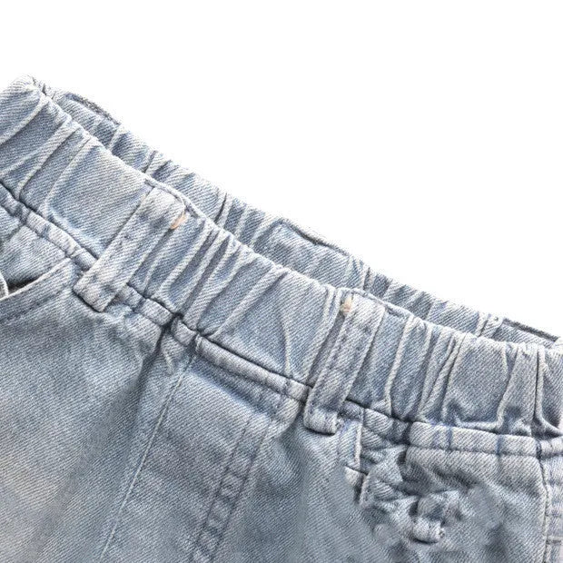 Light blue cotton skinny jeans for children in slim fit style