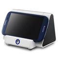Black and white wireless mini Bluetooth speaker with built-in charging cable