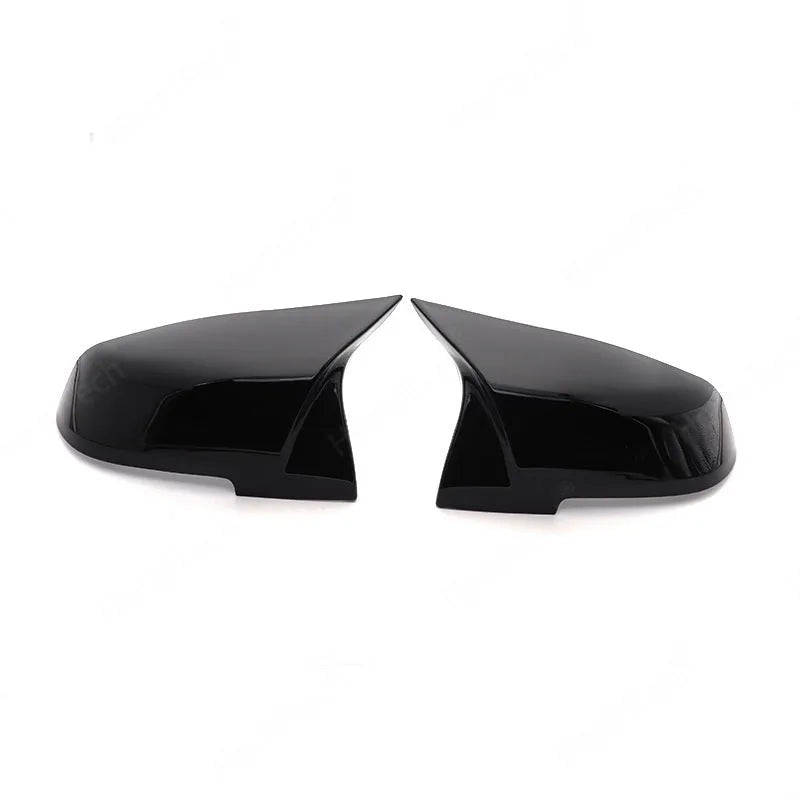 Bright black horn style rear-view mirror shell for BMW 1 2 3 4 Series, X1, M2, i3, plastic pair