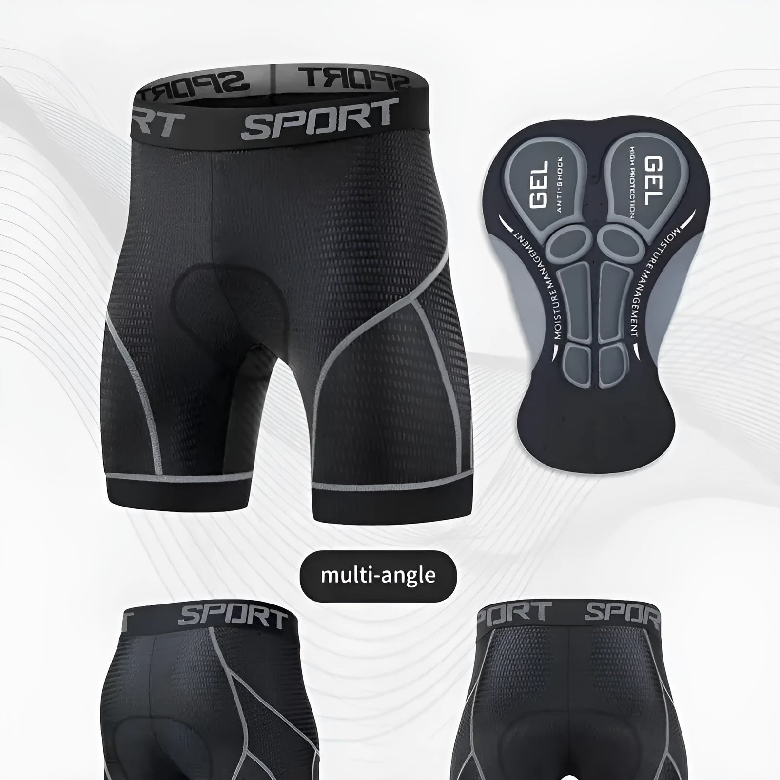 Gray breathable nylon cycling underpants liner shorts for road bike men in multiple sizes S M L XL XXL