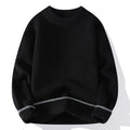 Men's grey loose fit round neck knitwear pullover sweater long sleeves