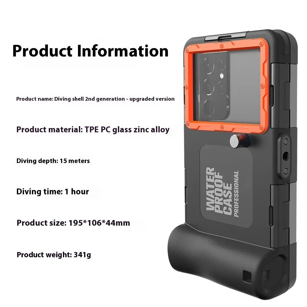 Black Orange metal phone case with lanyard for universal fit, showing all inclusive waterproof design